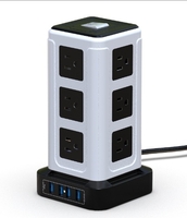 Power Strip Tower,  12 Steckdosen3250W Überspannungsschutz mit 4 USB C und 3M Stromkabel, 13A