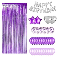 Premium-Qualität 37pcs / Ballons Set Indoor & Outdoor Lila Birthay Partydekorationen, Silber und Lila Folienstern Geburtstagsballons Latexballon Alles Gute zum Geburtstagsbanner für Frau Ehemann Freunde Kindergeburtstagsfeier