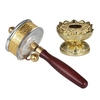 Tibetisches Gebetsrad Tibetisches buddhistisches Handdrehen-Gebetsinstrument Kupfer-Handgebetsrad mit Lotusbasis