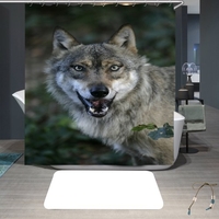 Tier-wasserdichte Duschvorhang-Vorhänge der Simulations-3D bauscht sich von der Badezimmer-Toilette mit Haken