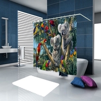 Tier-wasserdichte Duschvorhang-Vorhänge der Simulations-3D bauscht sich von der Badezimmer-Toilette mit Haken