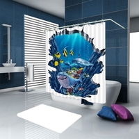 Tier-wasserdichte Duschvorhang-Vorhänge der Simulations-3D bauscht sich von der Badezimmer-Toilette mit Haken