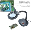 Tischlupe 10x / 5x 3/8 Dioptrien Flexibler Schwanenhals LED Tisch Desktop Lupenlampe