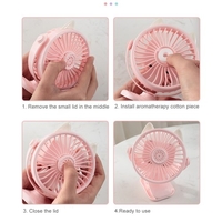 Tischventilator 360 ° -Einstellung Tragbarer Mini-Handventilator 3 Geschwindigkeiten Geräuscharmer persönlicher Schreibtischventilator mit Nachtlicht für Reisen Camping Office Home USB-betriebener Tischventilator