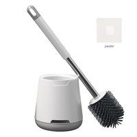 Toilettenbürste und Halter Wand- / Bodenborsten Toilettenbürstenreiniger No-Drilling Bad Tiefenreinigung Toilettenschüsselbürste