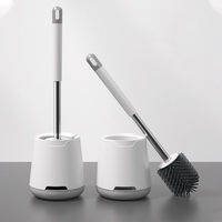 Toilettenbürste und Halter Wand- / Bodenborsten Toilettenbürstenreiniger No-Drilling Bad Tiefenreinigung Toilettenschüsselbürste