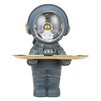 Tomfeel Astronaut Halter Metalltablett Astronaut Skulptur Licht Harz Ornament Eingang Schrank Schlüssel,  Kosmetik,  Schmuckstücke Aufbewahrung Wohnzimmer Schreibtisch Dekoration Geschenk Weiß & Grau