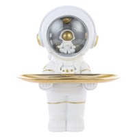 Tomfeel Astronaut Halter Metalltablett Astronaut Skulptur Licht Harz Ornament Eingang Schrank Schlüssel,  Kosmetik,  Schmuckstücke Aufbewahrung Wohnzimmer Schreibtisch Dekoration Geschenk Weiß & Grau