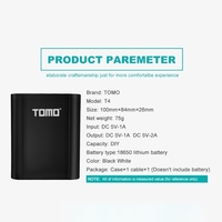 TOMO T4 18650 Lithium-Ionen-Akku-Ladegerät 2 Input Case 5V 2A Ausgangsleistung Bank Externer USB-Ladegerät mit Intelligent LCD-Display für Mobiltelefone