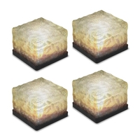 Tomshine 4Pcs IP67 Wasserdicht Lichtsensor Creative Glass Stein Ice Cube Solar Kristall Brick LED-Nachttischlampe für Garten-Hof Pathway Terrasse Pool Teich Außendekoration Weihnachten