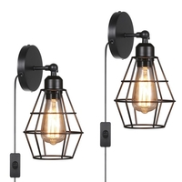 Tomshine AC 220-240 V Wandleuchte Schatten E27 Basis mit Schalter Innenwandleuchte Vintage Stil Lampenschirm für Schlafzimmer Wohnzimmer Veranda Korridor 2 pack (birne nicht enthalten)