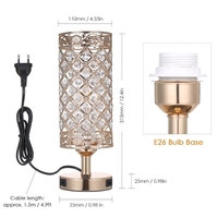 Tomshine Crystal Nachttischlampe Dekorative Schreibtischleuchte mit zwei USB-Ladeanschlüssen Moderne Nachttischlampe für Schlafzimmer Wohnzimmer Esszimmer Büro