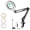 Tomshine Flexible Clamp-on Tischleuchte mit 8-facher Lupe Schwenkarm Dimmbare LEDs Schreibtischleuchte