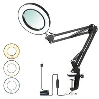 Tomshine Flexible Clamp-on Tischleuchte mit 8-facher Lupe Schwenkarm Dimmbare LEDs Schreibtischleuchte