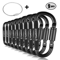 TOMSHOO 9 Pack Aluminium Legierung D-ring Karabiner Hängen Haken Schnalle