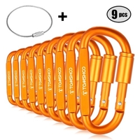 TOMSHOO 9 Pack Aluminium Legierung D-ring Karabiner Hängen Haken Schnalle