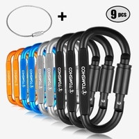 TOMSHOO 9 Pack Aluminium Legierung D-ring Karabiner Hängen Haken Schnalle