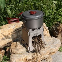 TOMSHOO Camping Holzofen Tragbarer zusammenklappbarer leichter Titan-Holzofen-Rucksackofen für das Überleben im Freien Kochen Picknickjagd