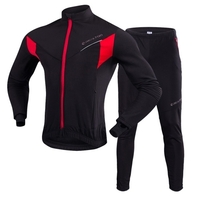 TOMSHOO Herren Fahrradbekleidungsset Outdoor Sport Winter Warm Thermal Fleece Langarm Fahrradjacke Hosen Fahrradanzug