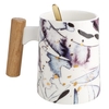 Tooarts Becher mit Deckel Keramik Teetasse Kaffeetasse Großraumbecher mit Holzgriff 304 Stahllöffel Geschenkverpackung Tassen für Büropersonal oder Zuhause mit 3 Stilen