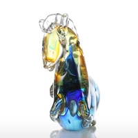 Tooarts Blau Fantastisches Pferd Glasskulptur Hauptdekor Tierornamentik Geschenk-Fertigkeit-Dekoration