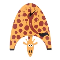 Tooarts Cartoon Tieruhr,  schwingende Giraffenuhr,  MDF Holzwanduhr