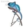 Tooarts Chamäleon Skulptur Eisen Tier Ornament Wild Animal Style Innen- oder Außendekoration Chamäleonliebhaber Geschenk Blau