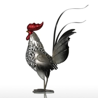 Tooarts Geschnitzt Eisen Hahn Metall-Skulptur Wohnkultur Tier Craft Eisen-Kunst-Geschenk