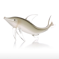 Tooarts Grau Fisch Geschenk Glas Ornament Tierfigur Handblown Haus
