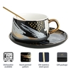 Tooarts Kaffeetasse und Untertasse Set Keramik Teetasse Geschenkverpackung 304 Stahllöffeltassen für Büro oder Zuhause mit 4 Farben