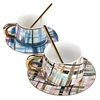 Tooarts Kaffeetasse und Untertasse Set Keramik Teetasse Geschenkverpackung Paar Tasse 304 Stahl Löffel Tassen für Büropersonal oder zu Hause mit zwei Sets in einer Box