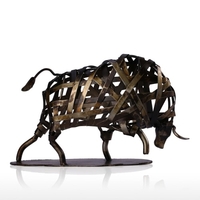 TOOARTS Metall-Skulptur Eisen Geflochtene Cattle von Einrichtungs Artikel handgemachte Fertigkeiten