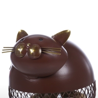 Tooarts Puffy Katze Wein Kork Container Home Decor Metall Skulptur Tier Handwerk
