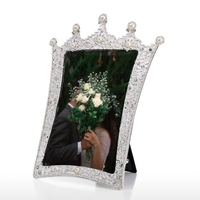 Tooarts Schmuck Fotorahmen Aluminium Material Mosaik Diamant und Perle handgefertigt Desktop Dekoration Fotorahmen