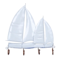 Tooarts Segelboot Wandhaken Eisenbügel 4 Haken für Mäntel Taschen Wandhalterung Kleiderhalter Dekoratives Geschenk