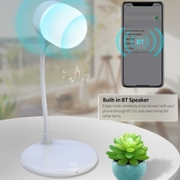 Touch Control Desktop Lampe Stufenlos dimmbare Lampe mit BT 5.0 Lautsprecher 3 Farbmodi Kein Flimmern Unterstützung 5W kabelloses Laden,  Weiß