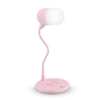 Touch Control Desktop Lampe Stufenlos dimmbare Lampe mit BT 5.0 Lautsprecher 3 Farbmodi Kein Flimmern Unterstützung 5W Wireless Charging,  Pink