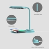 Touch Control LED Schreibtischlampe mit kabellosem Ladegerät Augenschonendes Leselicht für Home Office 2 Farbmodi Verstellbarer Schwanenhals,  Blau