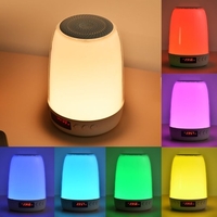 Touching Control Dimmbares Nachtlicht am Bett mit Wecker BT-Anschluss Music Player Wiederaufladbare Farbwechsel-LEDs Lampe