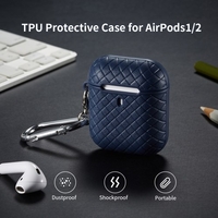 TPU-Schutzhülle für AirPods 1/2 Elastische Schutzhülle Staubdicht Stoßfeste Schutzhülle mit Aufhänger (Blau)