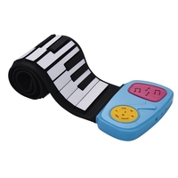 Tragbare 49-Tasten-Silikon-elektronische Tastatur Roll-Up Piano Eingebauter Lautsprecher mit Cartoon-Aufkleber für Kinder Kinder