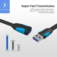 VENTION USB 3.0-Verlängerungskabel,  Stecker / Buchse,  USB-Extender mit Signalverstärker,  5 Gbit / s,  schnellere Universalkompatibilität,  0, 5 m