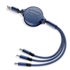 Versenkbares 3-in-1-USB-Kabel 3-Fuß-Multi-Ladekabel-Organizer mit Lightning- / Typ-C- / Micro-USB-Anschluss für Android-iOS-Telefone und mehrere Geräte