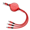 Versenkbares 3-in-1-USB-Kabel 3-Fuß-Multi-Ladekabel-Organizer mit Lightning- / Typ-C- / Micro-USB-Anschluss für Android-iOS-Telefone und mehrere Geräte