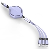 Versenkbares 3-in-1-USB-Kabel 4ft Skeleton Multi Charging Cable Organizer mit Lightning / Typ C / Micro-USB-Anschluss für Android iOS-Telefone und mehrere Geräte