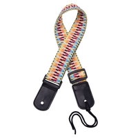 Verstellbarer Ukulelenriemen Regenbogengewebter Schultergurt aus weicher Baumwolle mit Kunststoffschnalle für Ukulele
