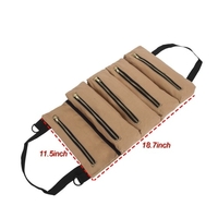 Vielseitiges Werkzeug zum Aufrollen Mehrzweckwerkzeug zum Aufrollen Taschenschlüssel Rollentasche Hängendes Werkzeug Reißverschlusstasche Tragetasche Canvas-Werkzeug Autoorganisator 5 Taschen Tragbar
