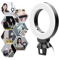 VIJIM CL06 Mini 4-Zoll-LED-Ringlicht Clip-on-Laptop-Videokonferenzbeleuchtung 3 Beleuchtungsmodi 3200K-6500K Dimmbarer USB-Anschluss für Live-Streaming-Online-Bildungstreffen