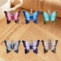 Vintage Antik Silber galvanisch Schmetterling Anhänger Kette Halskette: trendige Mode Frauen Mädchen Strass Schmuck Zubehör schönes Geschenk