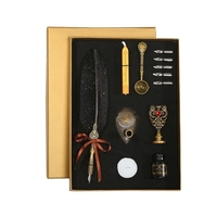 Vintage Federstift und Tinte Set Glitzernder Federkiel Füllfederhalter Kalligraphie Dip Pen Schreiben Unterschrift Stift mit Ersatzspitzen Stifthalter Luxus Geburtstagsgeschenk für Kinder Studentenfreunde
